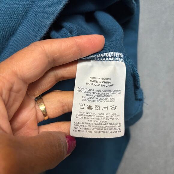 Nike Teal Crop Hoodie Women’s Small 100% Cotton Pullover Skater Athleisure - Picture 5 of 9